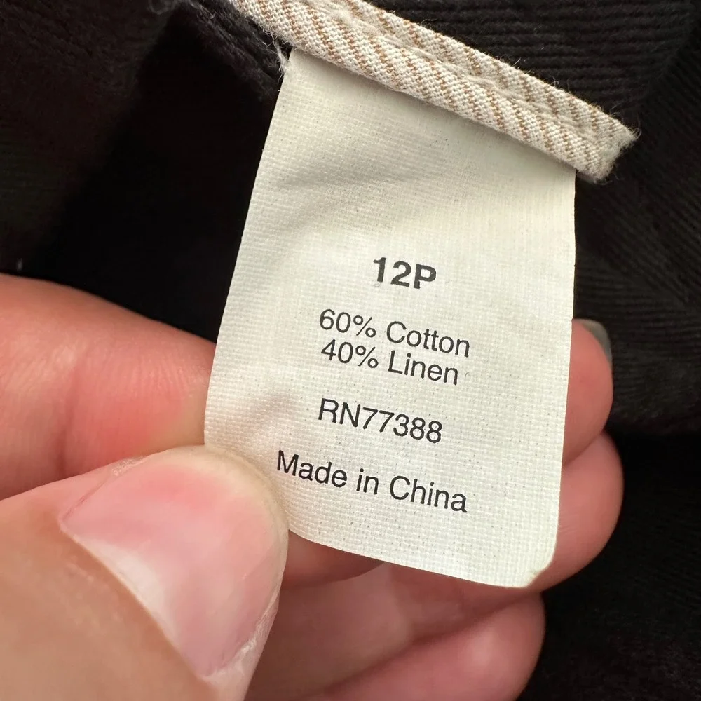 J. Crew Favorite Fit Black Wide Leg Linen Blend Trousers |‎ Size 12P
